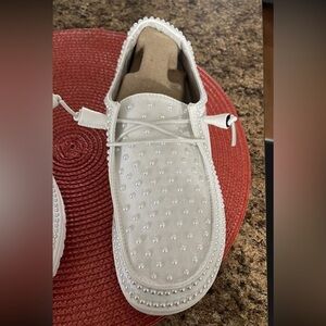 Hey Dude White Sneakers Lightweight Casual Comfort - Custom made for wedding